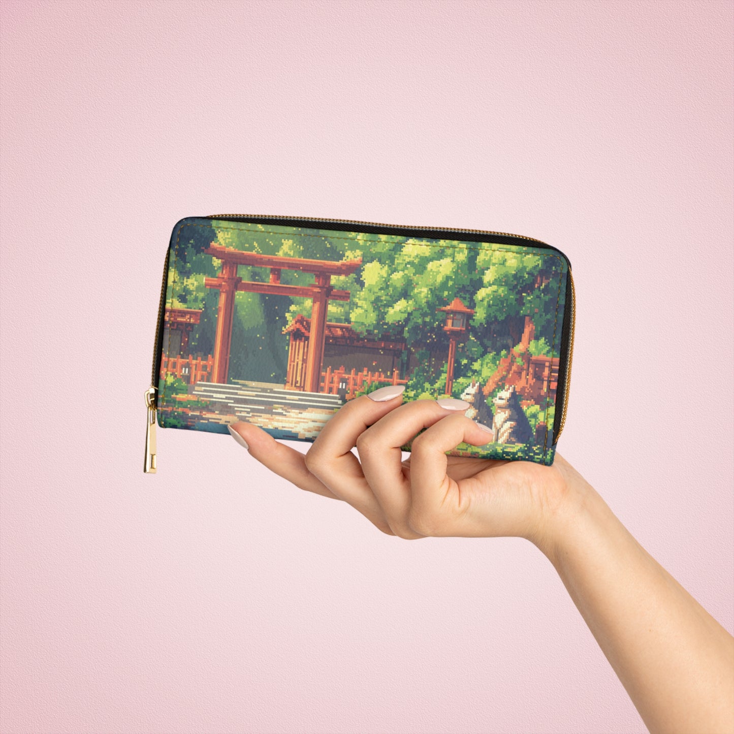 "Foxes at the Tori Gates" Zipper Wallet