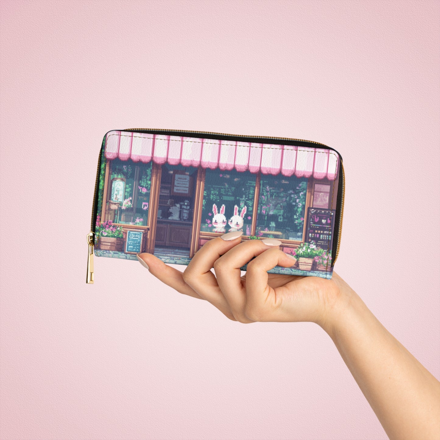 "Bunny Café Bliss" Zipper Wallet