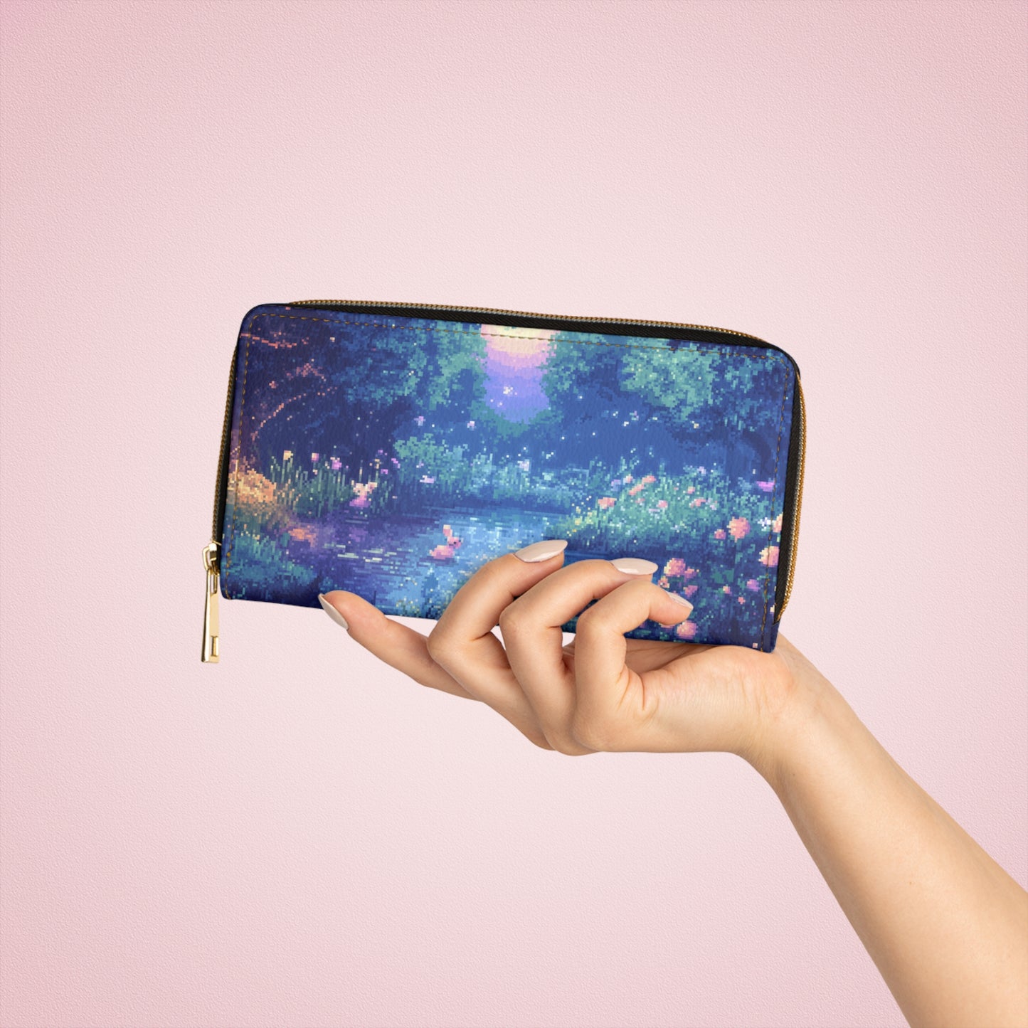 "Dreamy Night Lake" Zipper Wallet
