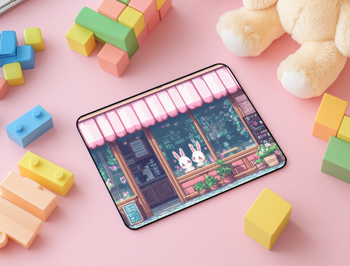 "Bunny Café Bliss" Mousepad