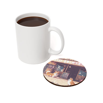 "Charming Café" Cork Back Coaster